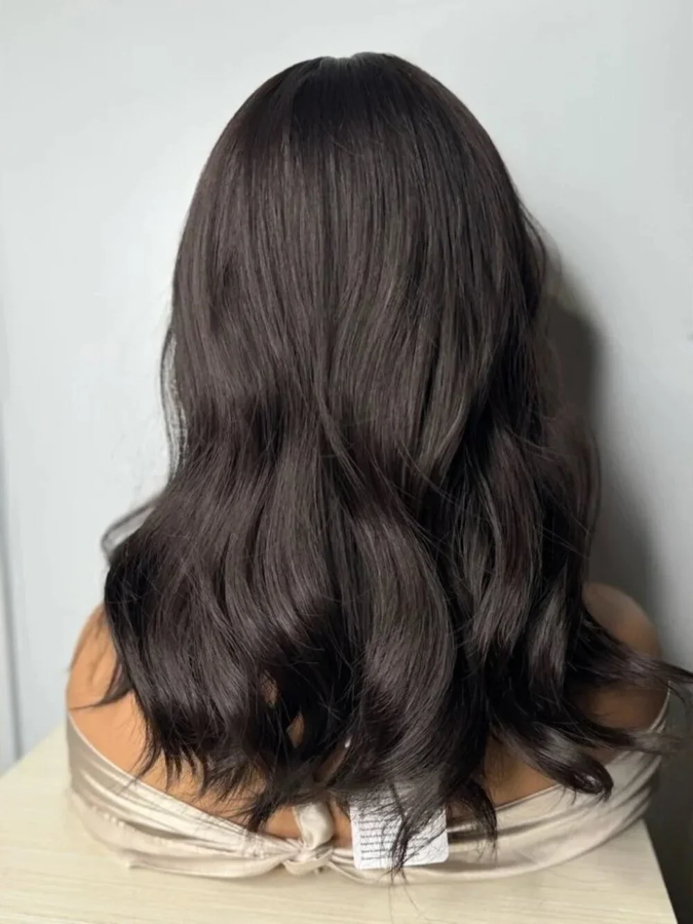 14” Dark Brown Wavy Synthetic Wig with Bangs – Natural Look, Classic Cap New Wit